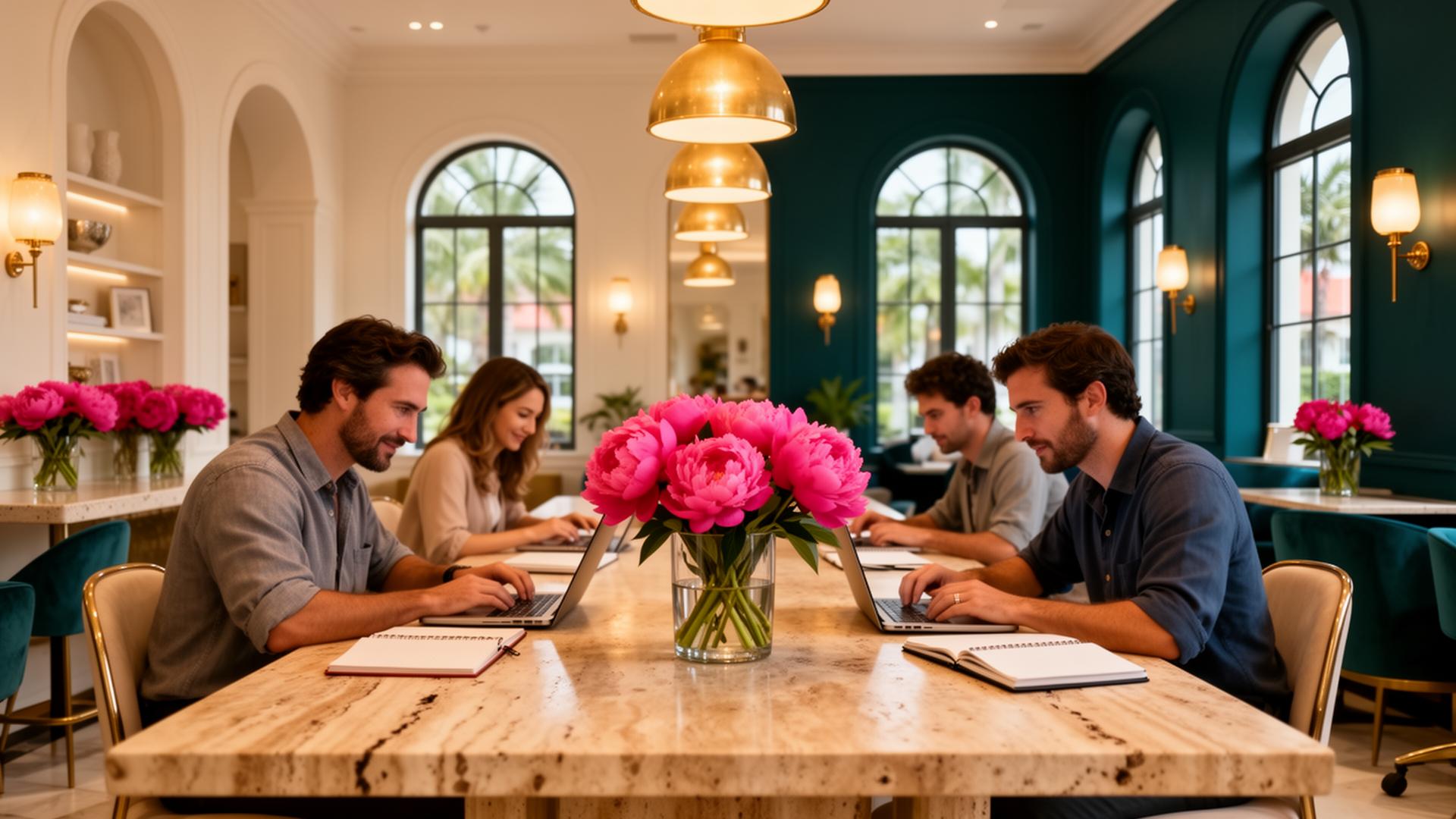 Founders co-working at the Bliss House Coral Gables studio